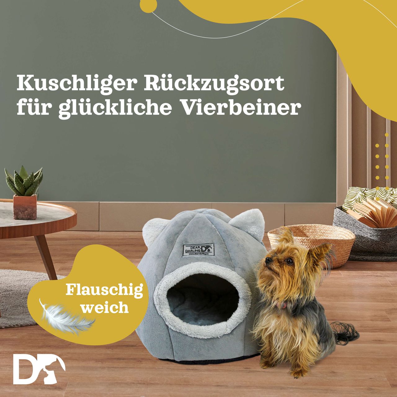 Dear Darling DD-03GRM Luxus Katzenkorb Hundekorb grau Gr. M 36x40cm Haus Höhle