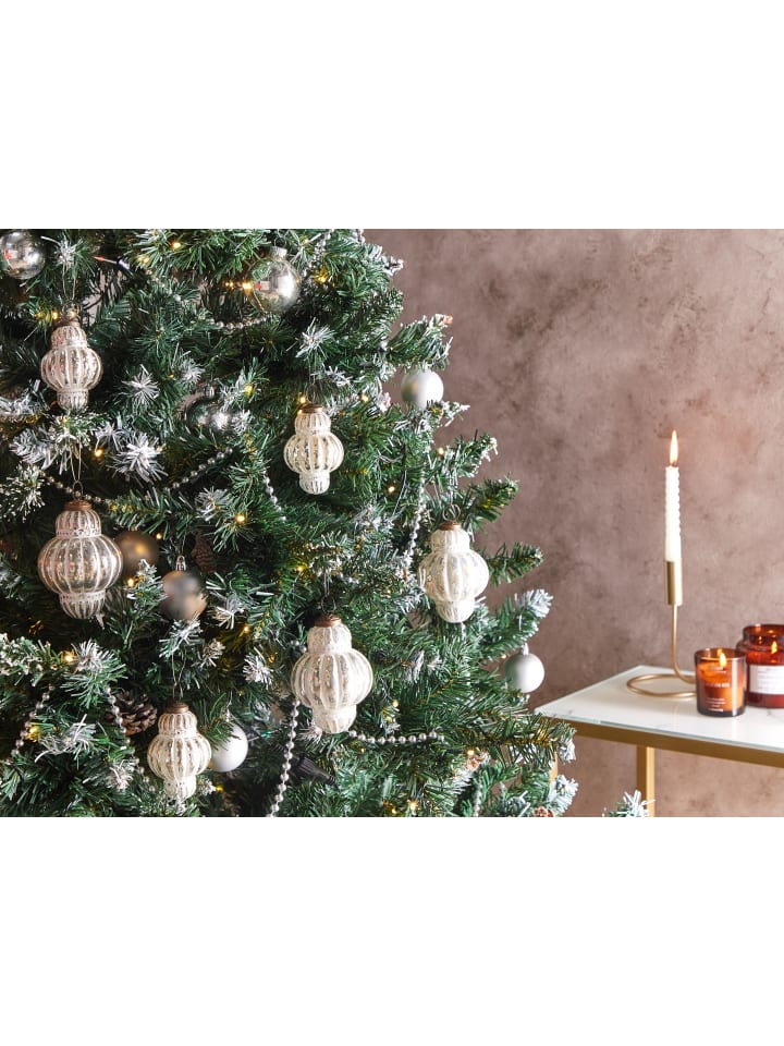 Beliani 6er-Set Weihnachtsbaumkugeln CREMEUX in Silber/Weiß günstig kaufen onesize