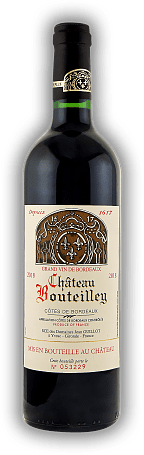 Chateau Bouteilley, Cotes de Bordeaux AC, Merlot - Cabernet Sauvignon, Jean Guillot, 2018, Bordeaux rouge  Chateau Bouteilley, Cotes de Bordeaux AC, Merlot - Cabernet Sauvignon, Jean Guillot, 2018, Bordeaux rouge  Komplexe Nase und ausgewogen am Gaum