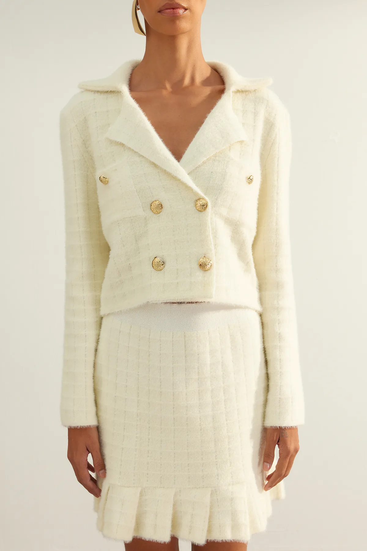 Trendyol Collection  Limited Edition Ecru weiche strukturierte Jacke Form Strickwaren Strickjacke TWOAW24HI00410