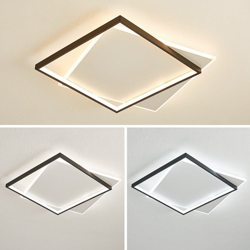 Eurotondisplay LED Deckenleuchte LED Deckenleuchte Fernbedienung Helligkeit einstellbar schwarz weiß, LED fest integriert, Stufenlos einstellbar, Tageslichtweiß, Warmweiß, Farbwechsler, Neutralweiß, Mit Fernbedienung Lichtfarbe und Helligkeit einstel