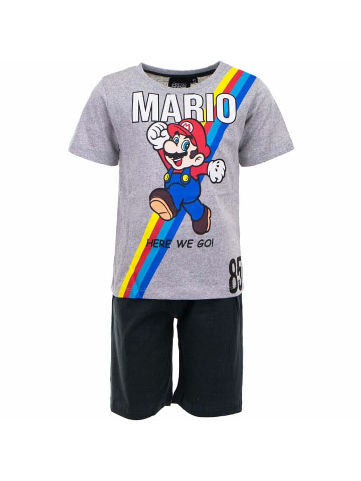 Super Mario Hochwertiger Schlafanzug für Kinder in Grau günstig kaufen