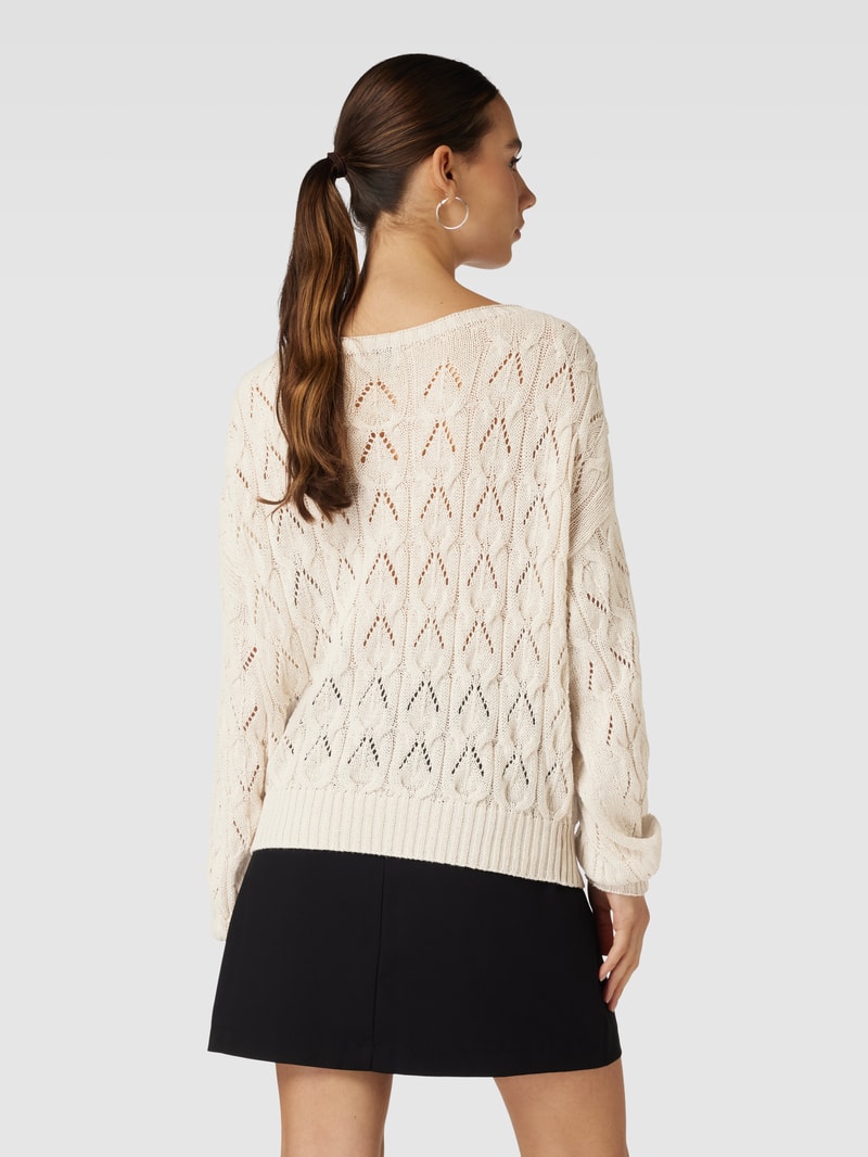 Strickpullover mit Lochstickerei Modell 'Brynn life' in sand