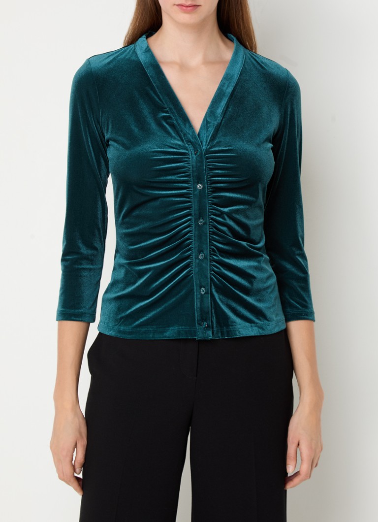 Hobbs Hattie velvet blouse with V-neck