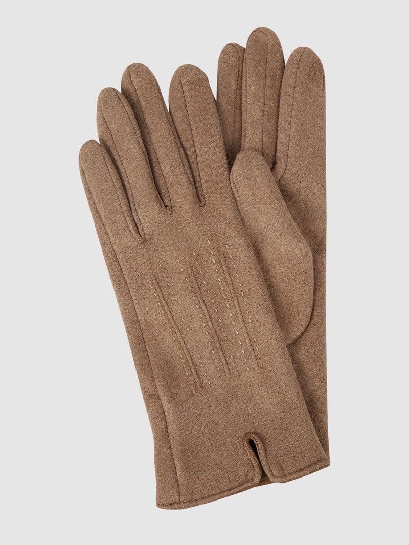 Touchscreen-Handschuhe in Veloursleder-Optik in taupe