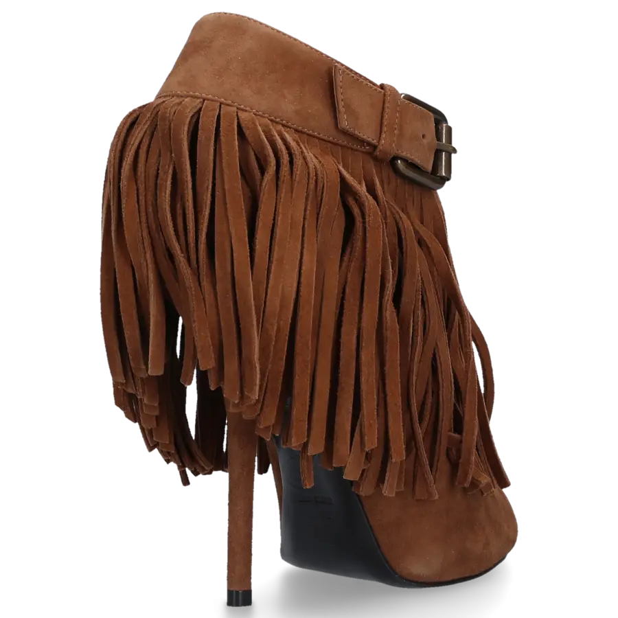 Giuseppe Zanotti - High Heels Veloursleder Fransen Zierschnalle braun - braun