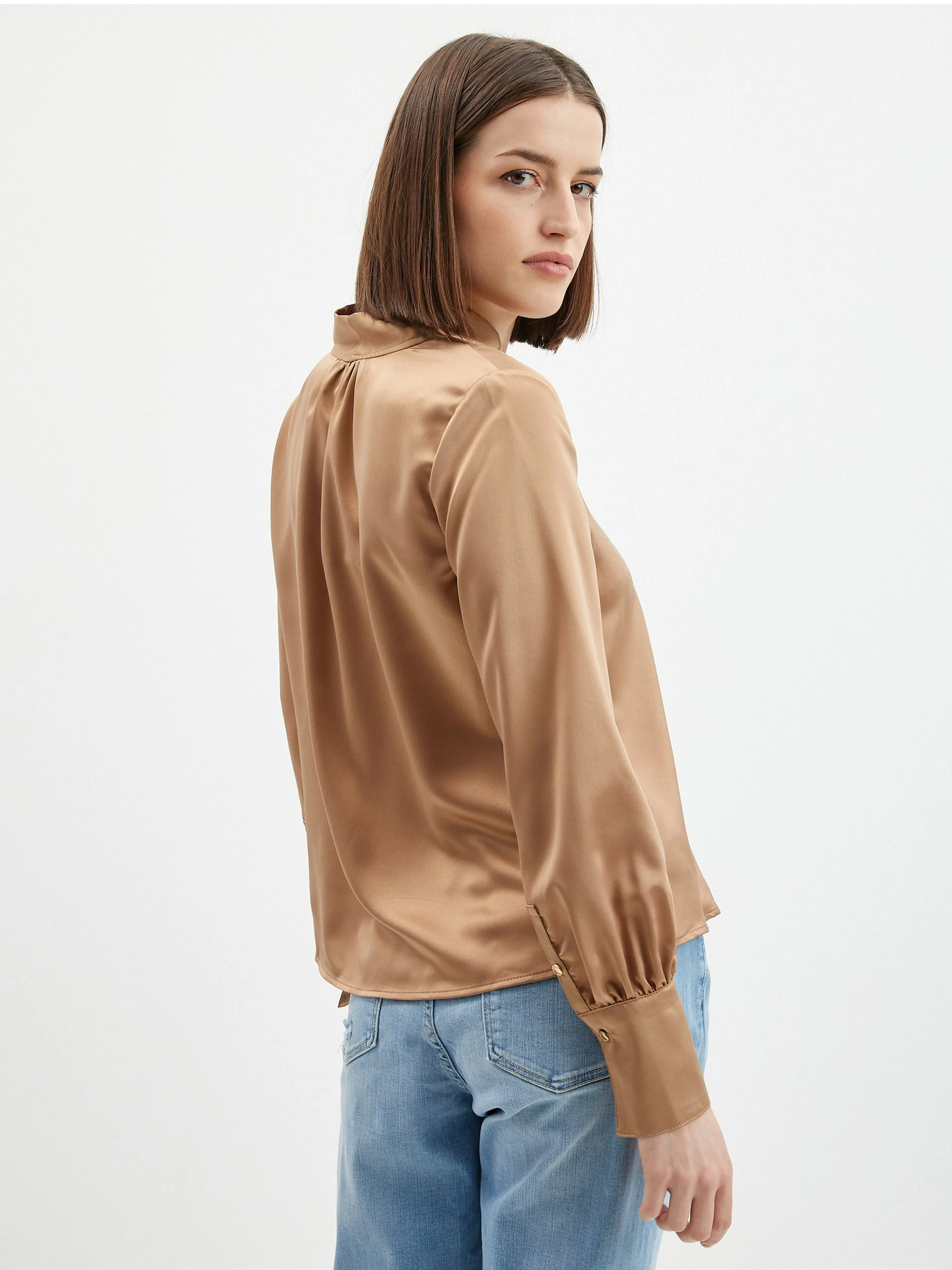 Hellbraune Satinbluse ORSAY