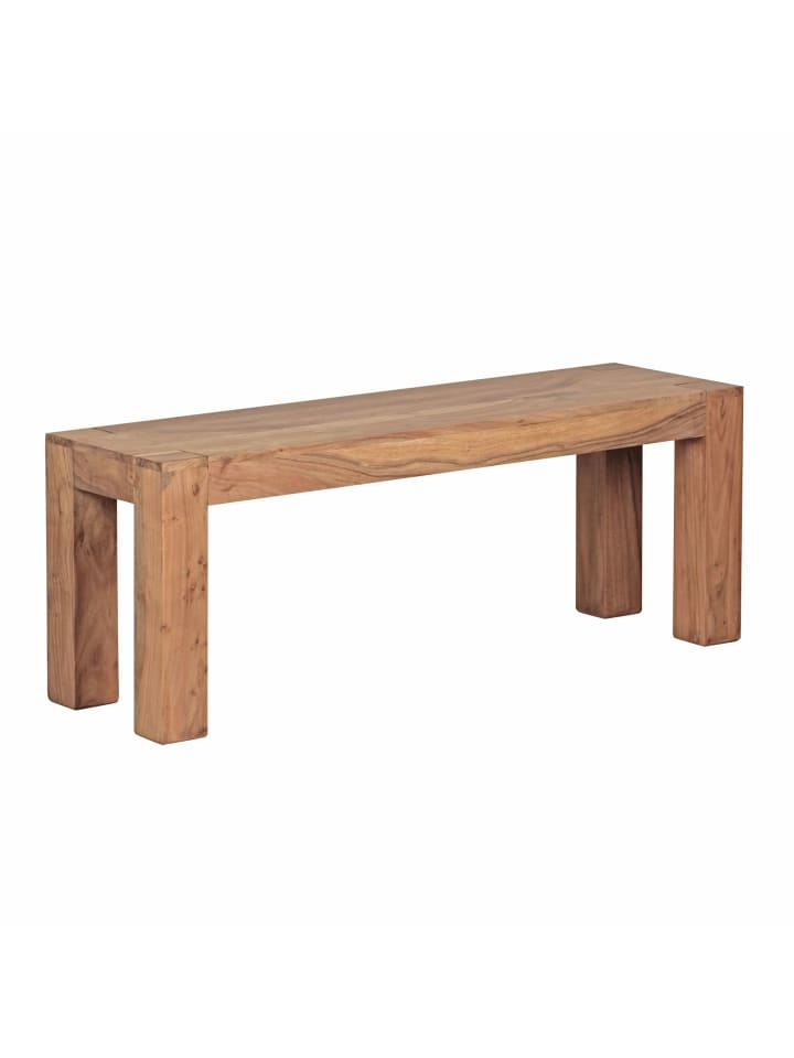 KADIMA DESIGN Sitzbank Massivholz | Akazie, 120x45x35cm, Landhaus-Stil in Beige günstig kaufen