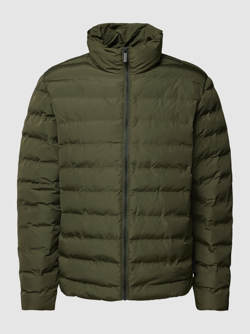 Steppjacke mit Reißverschluss in olivgrün