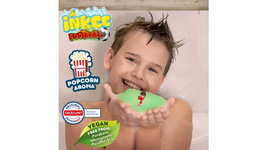 CRAZE - INKEE Fußball Badekugel mit Überraschung - 1 von 11 Fussballspielerfiguren 80 g