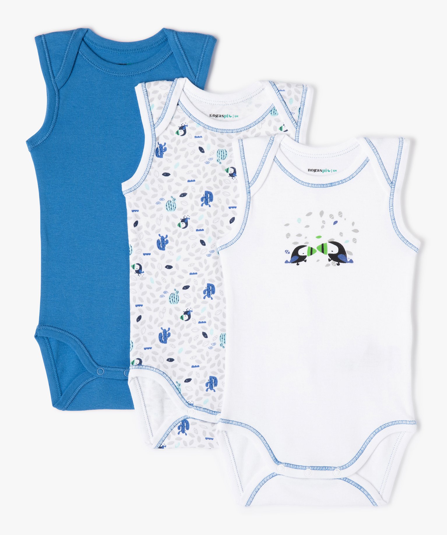 Body bébé sans manches imprimé (lot de 3) vert clair | GEMO