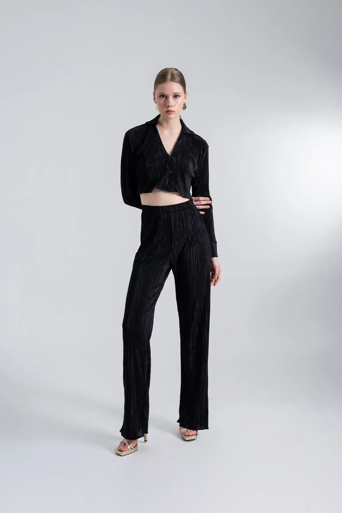 HOLLY LOLLY  Elastische Taille, flexible, bequeme Hose, Schwarz