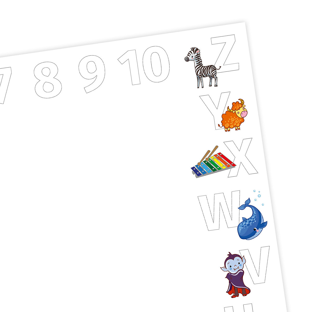 Papierunterlage A2 Schreibtischunterlage Alphabet + Zahlen Schreibtischunterlagen