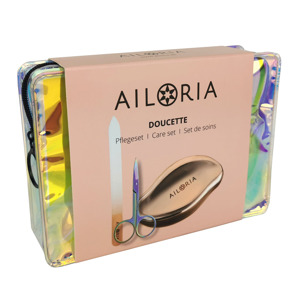 ailoria personal care DOUCETTE SET Râpe anti-callosités, lime à ongle en verre et coupe-ongles