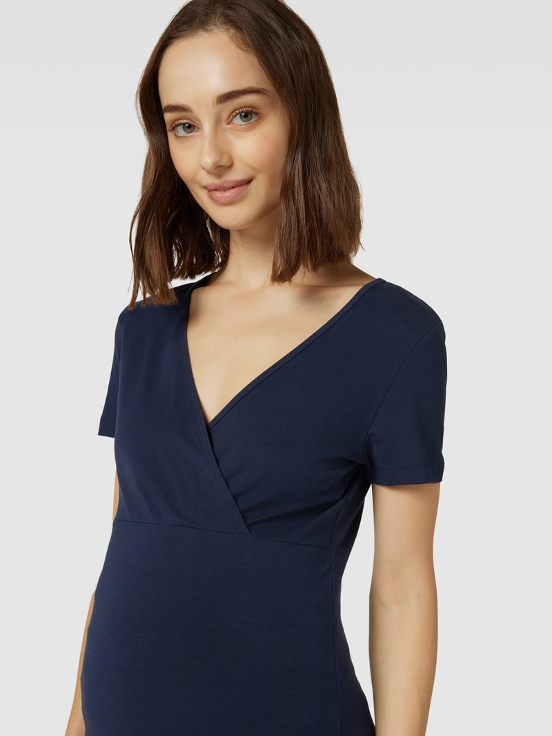 Umstands-T-Shirt mit V-Ausschnitt Modell 'KATE' im 2er-Pack in weiß