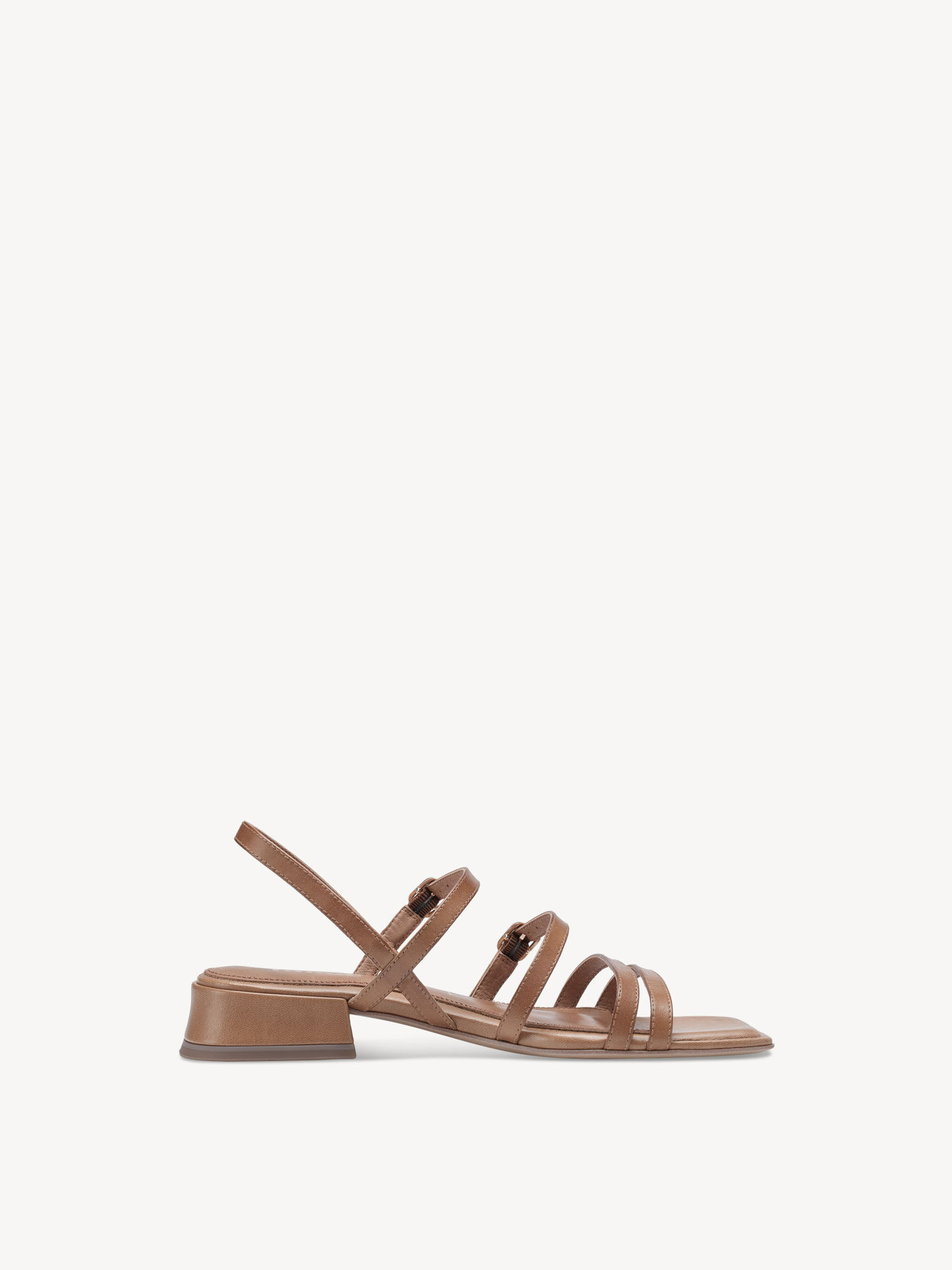 Sandale à talon en cuir - marron