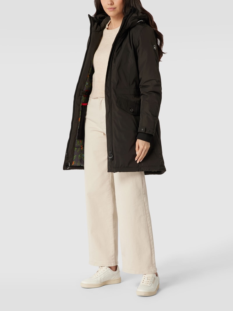 Jacke mit Label-Applikation Modell 'Cucilla' in dunkelgrau