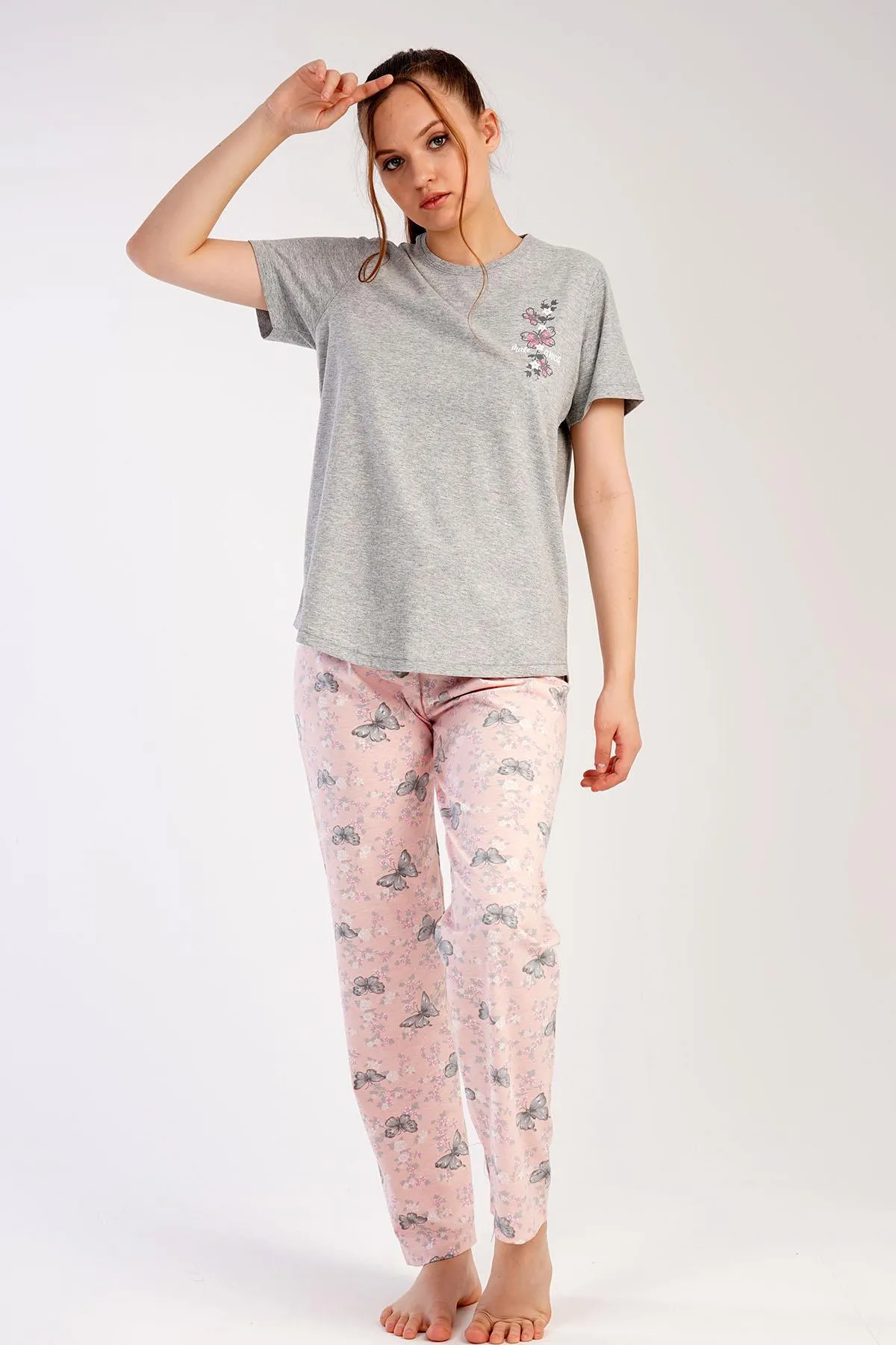 C&City  Kurzarm-Pyjama-Set Grau-441014