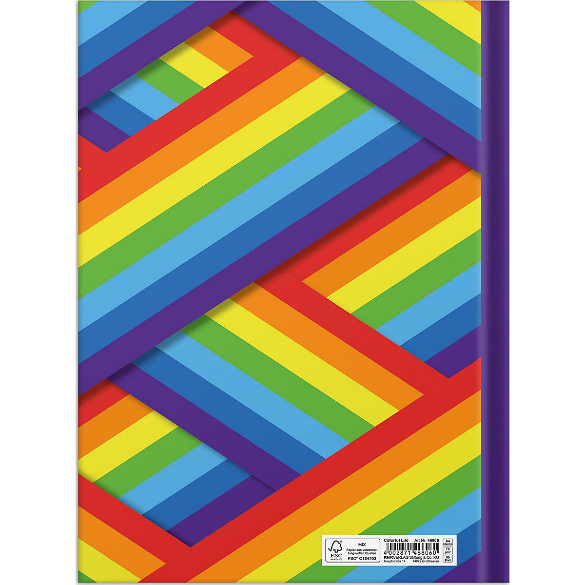 Notizbuch Colorful Life, A4, blanko, 192 Seiten