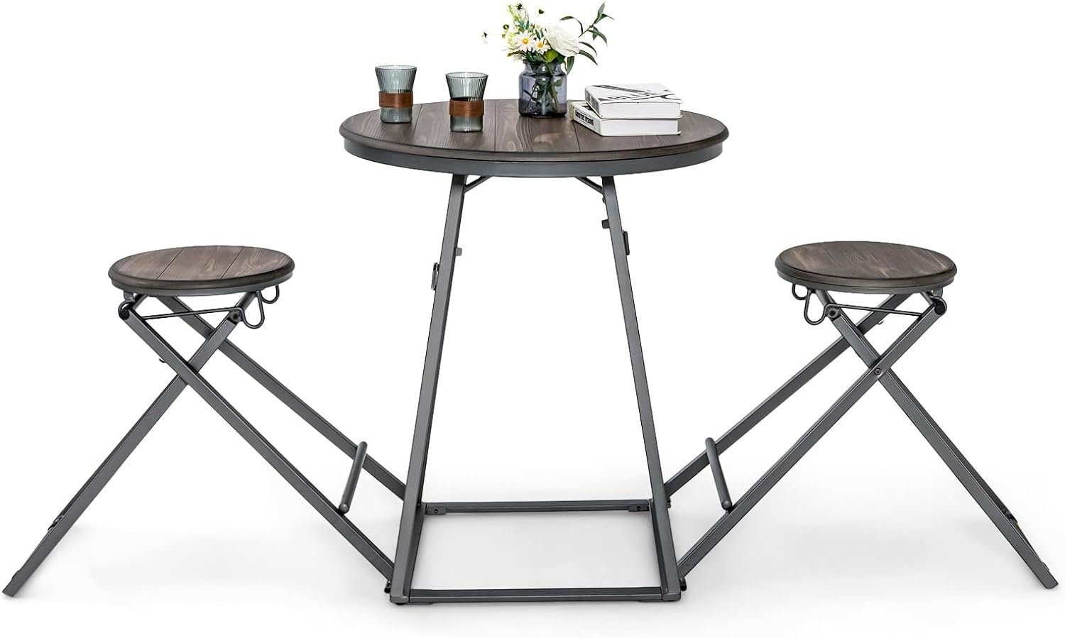 KOMFOTTEU Bartisch Bistrotisch (Set), mit 2 Trennbaren Klappstühlen