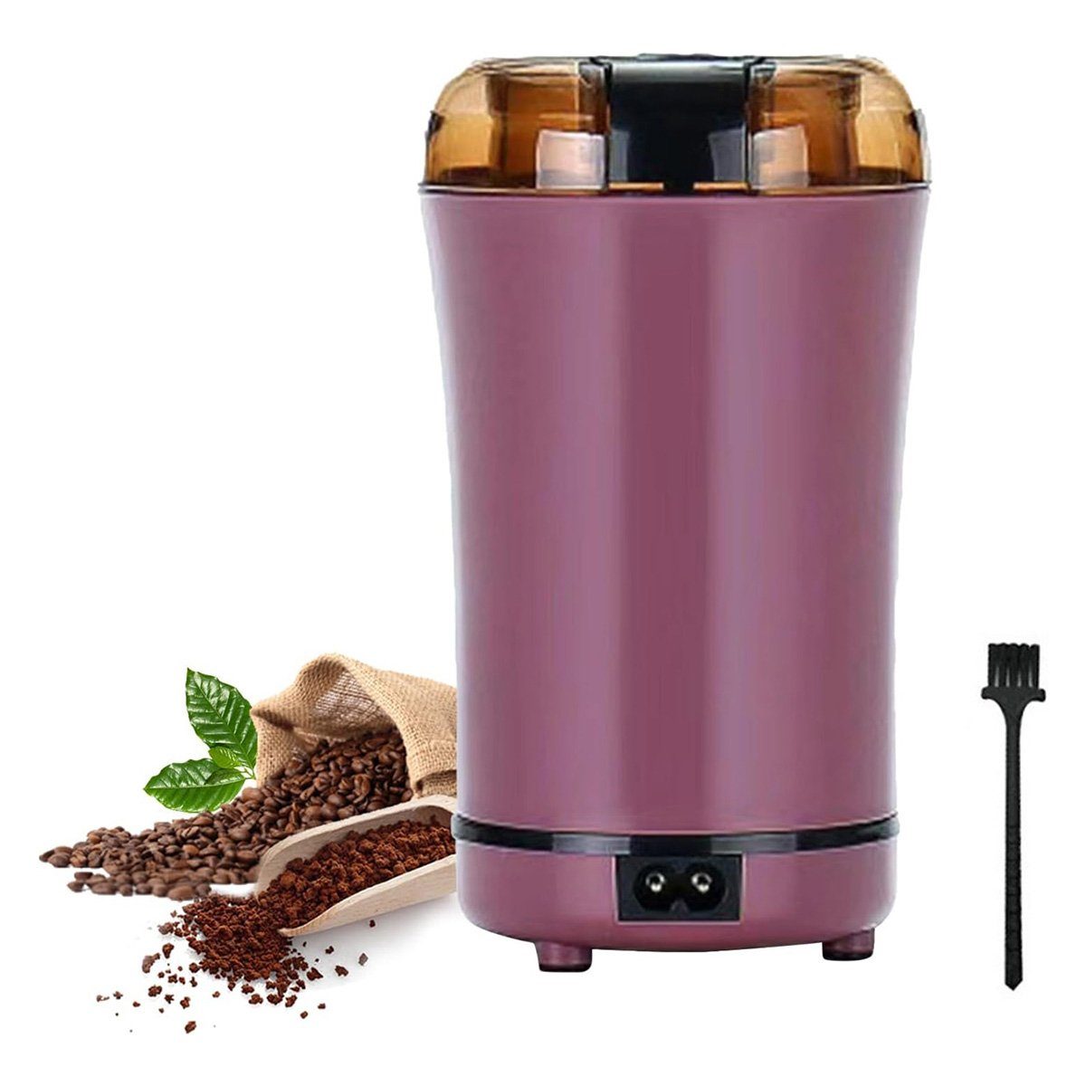 Yoyaxi Kaffeemühle Elektrische Kaffeebohnenmühle mit Reinigungsbürste, Gewürzmühle mit Edelstahlklinge für Samen,Bohnen,Nüsse,Kräuter,Pfeffer