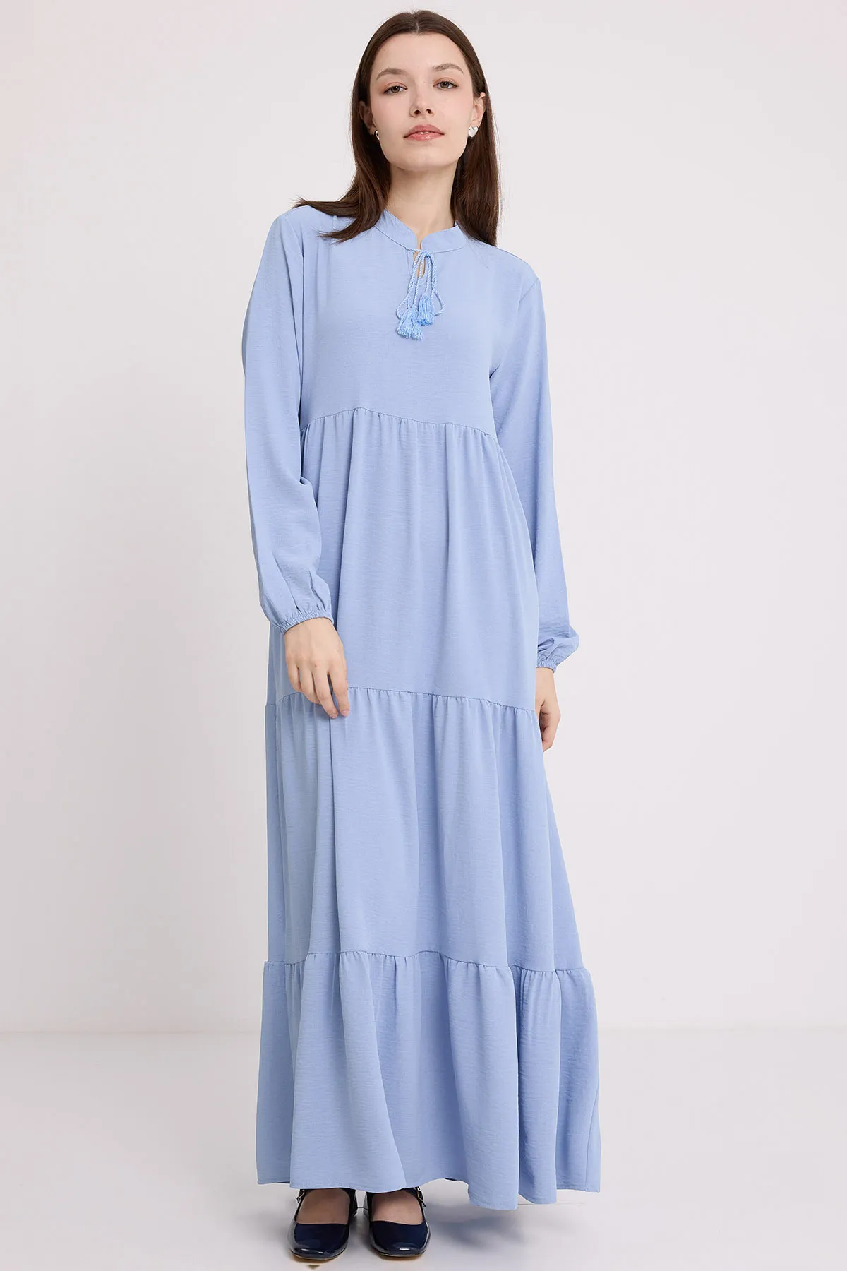 Bigdart  Blaues Hijab-Kleid aus Viskose mit Schnürung für Damen, 1627