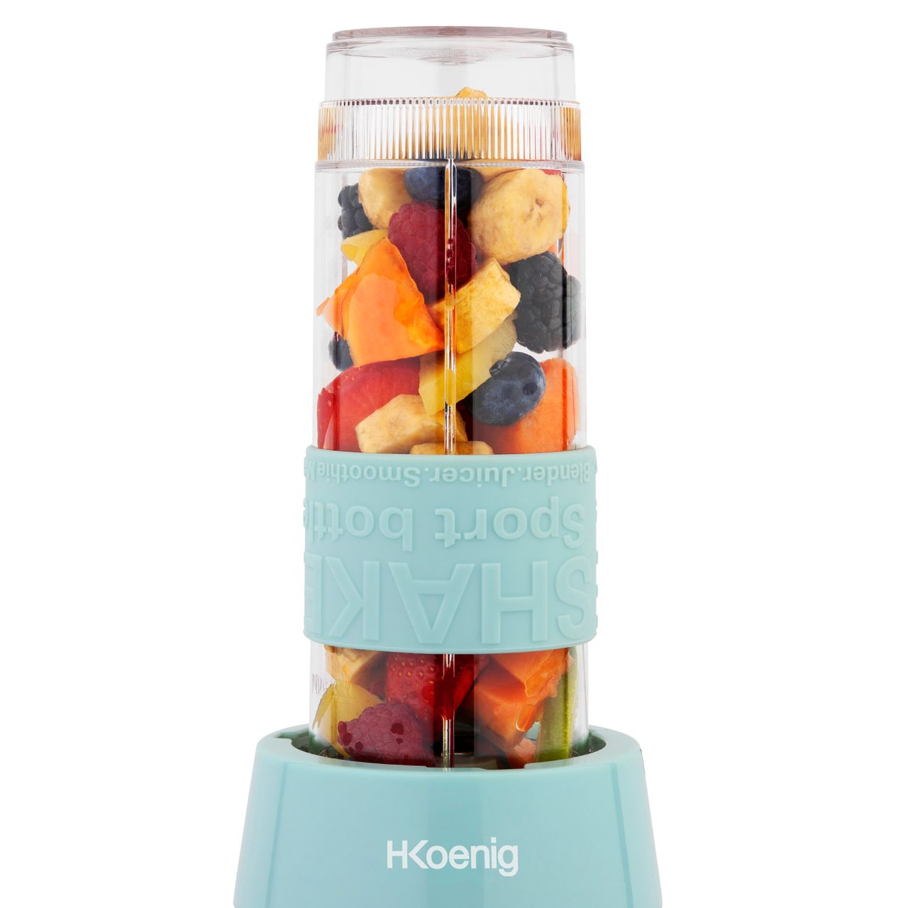 H.Koenig Smoothie-Maker SMOO16 / Gehäuse aus gebürstetem Edelstahl / 4 Klingen aus rostfreiem Stahl / 570 ml / 300 W / pastellblau