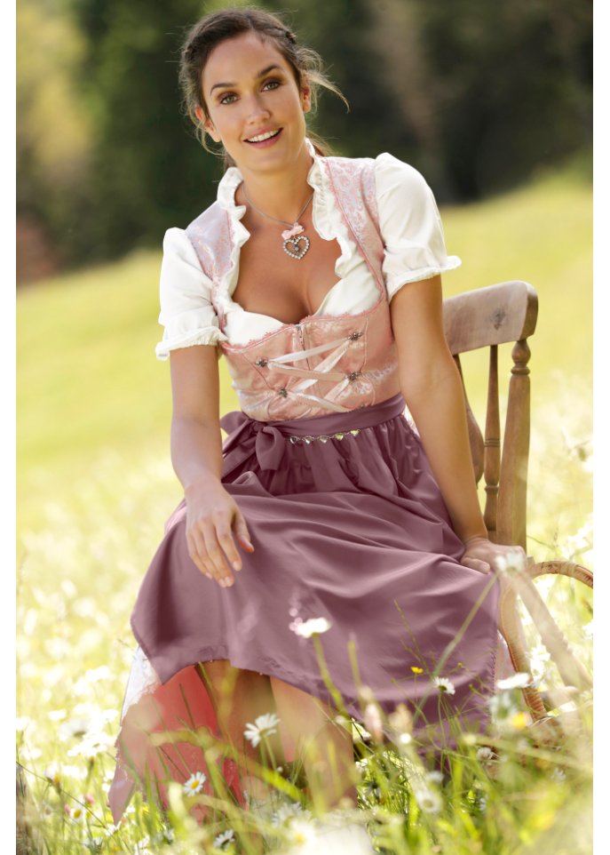 Dirndl mit Schürze in Midilänge (2-tlg. Set)