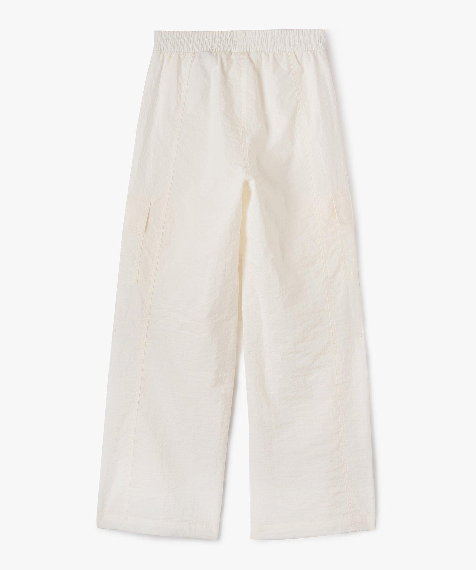 Pantalon en toile de parachute avec poches à rabat fille ecru | GEMO