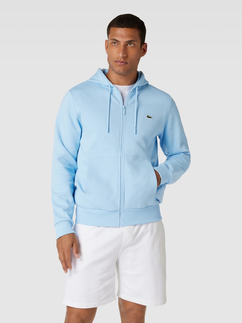 Sweatjacke mit Logo-Stitching in hellblau