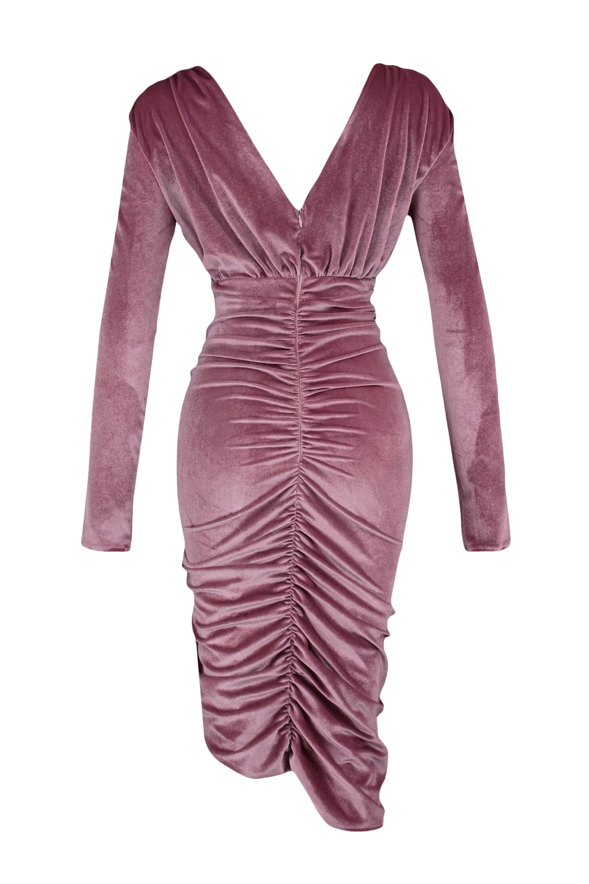Trendyol Collection  Dusty Rose Drapiertes, detailliertes Samt-Elegantes Abendkleid TPRAW23EL00128