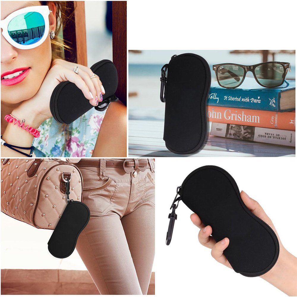 HIBNOPN Brillenetui Brillenetu Reißverschluss Sonnenbrille Tasche mit Gürtelclip Tragbare