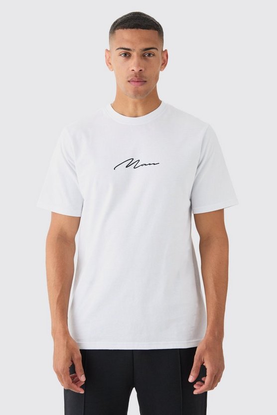 Man Signature T-Shirt mit Print