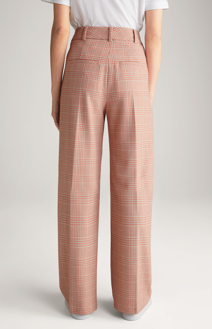 Twill-Hose in Beige/Rot kariert