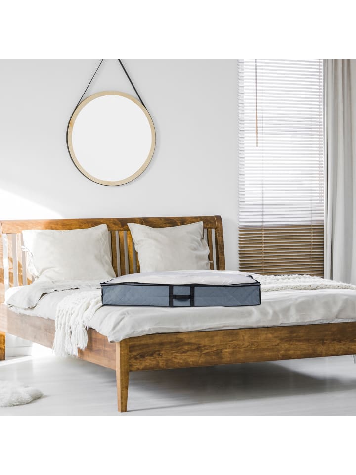 relaxdays 2 x Unterbettkommode in Grau/ Transparent - (B)100 x (H)14 x (T)50 cm günstig kaufen onesize