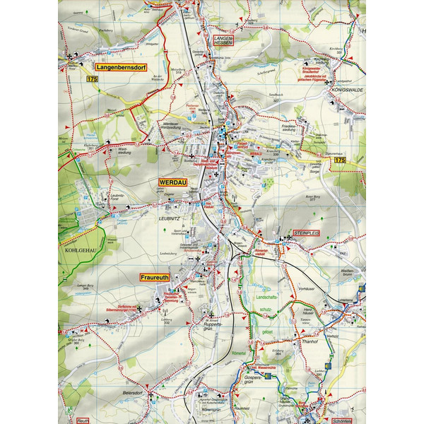 Radwander- und Wanderkarte Wälder um Zwickau, Werdau und Greiz und Umgebung 1 : 35 000 - Wanderkarte