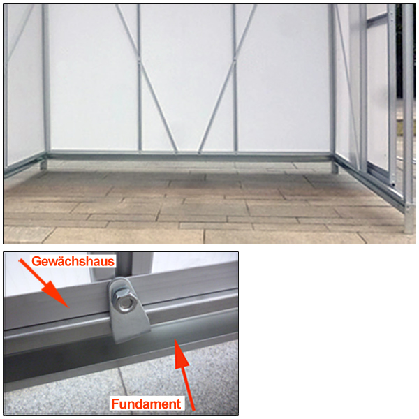 Gardebruk Stahlfundament verzinkt 190x122x12cm - für Anlehngewächshaus