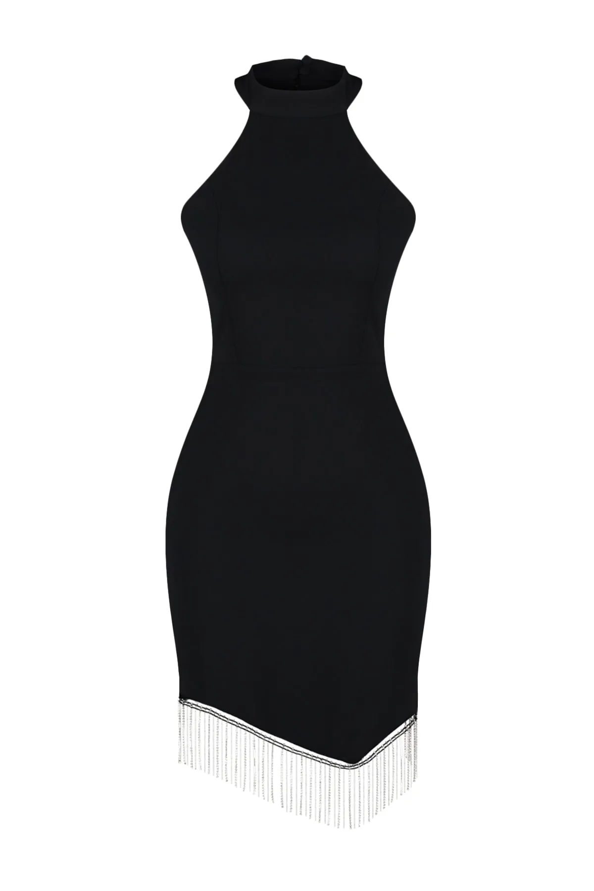 Trendyol Collection  Schwarzes, figurbetontes, gewebtes, glänzendes Stein-Stilvolles Abendkleid TPRSS23EL00509