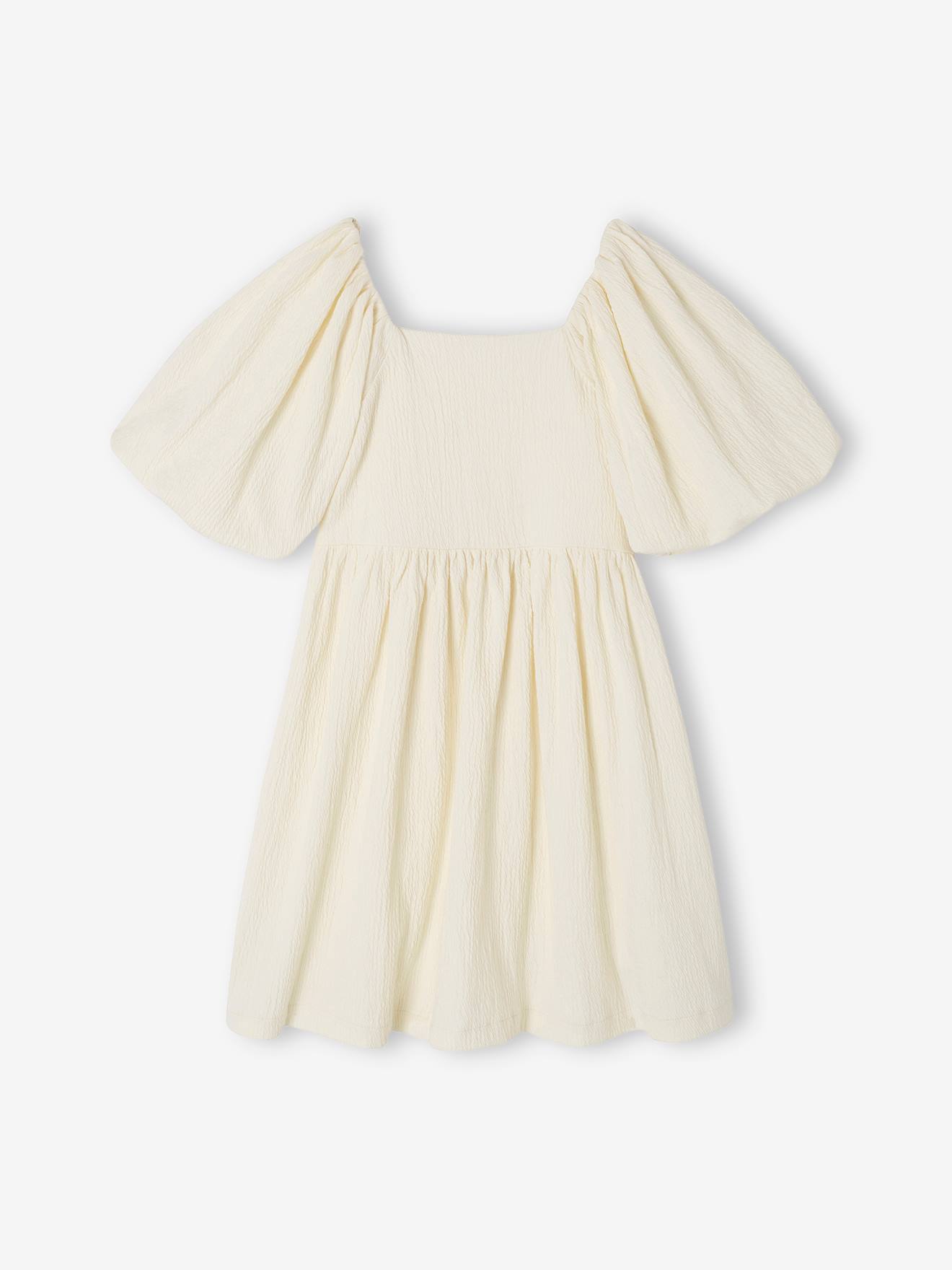 Vertbaudet Festliches Mädchen Kleid mit Reliefstruktur Oeko-Tex - vanille