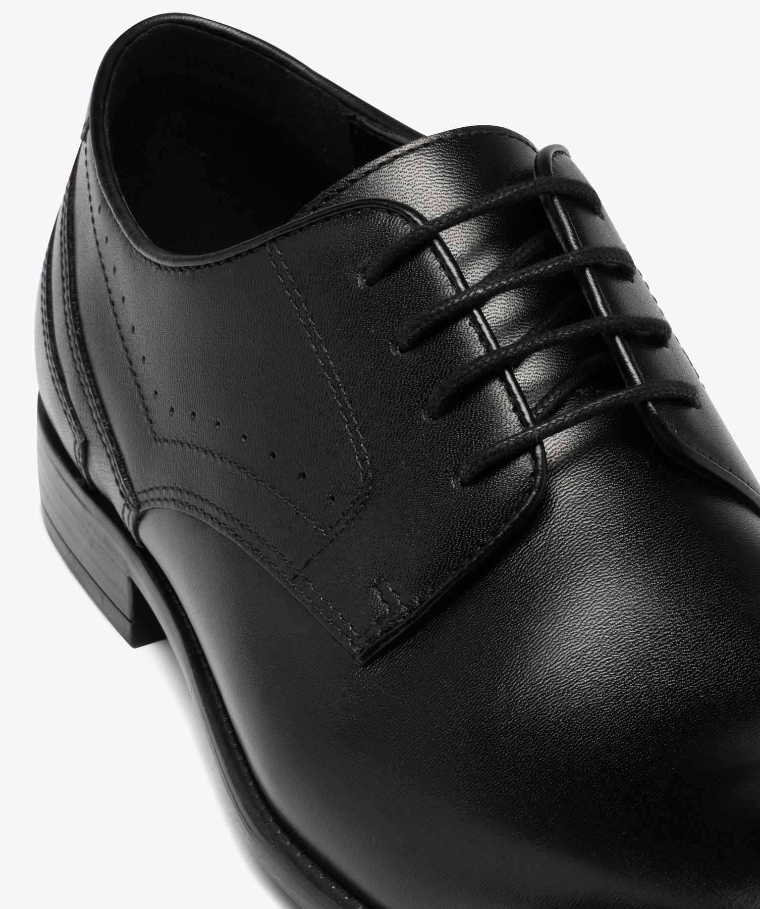 Derbies homme unies en cuir à lacets ronds noir | GEMO