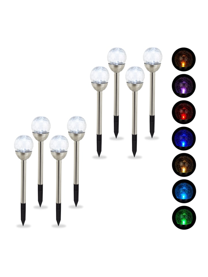 relaxdays 8x Gartenleuchte in Silber günstig kaufen onesize