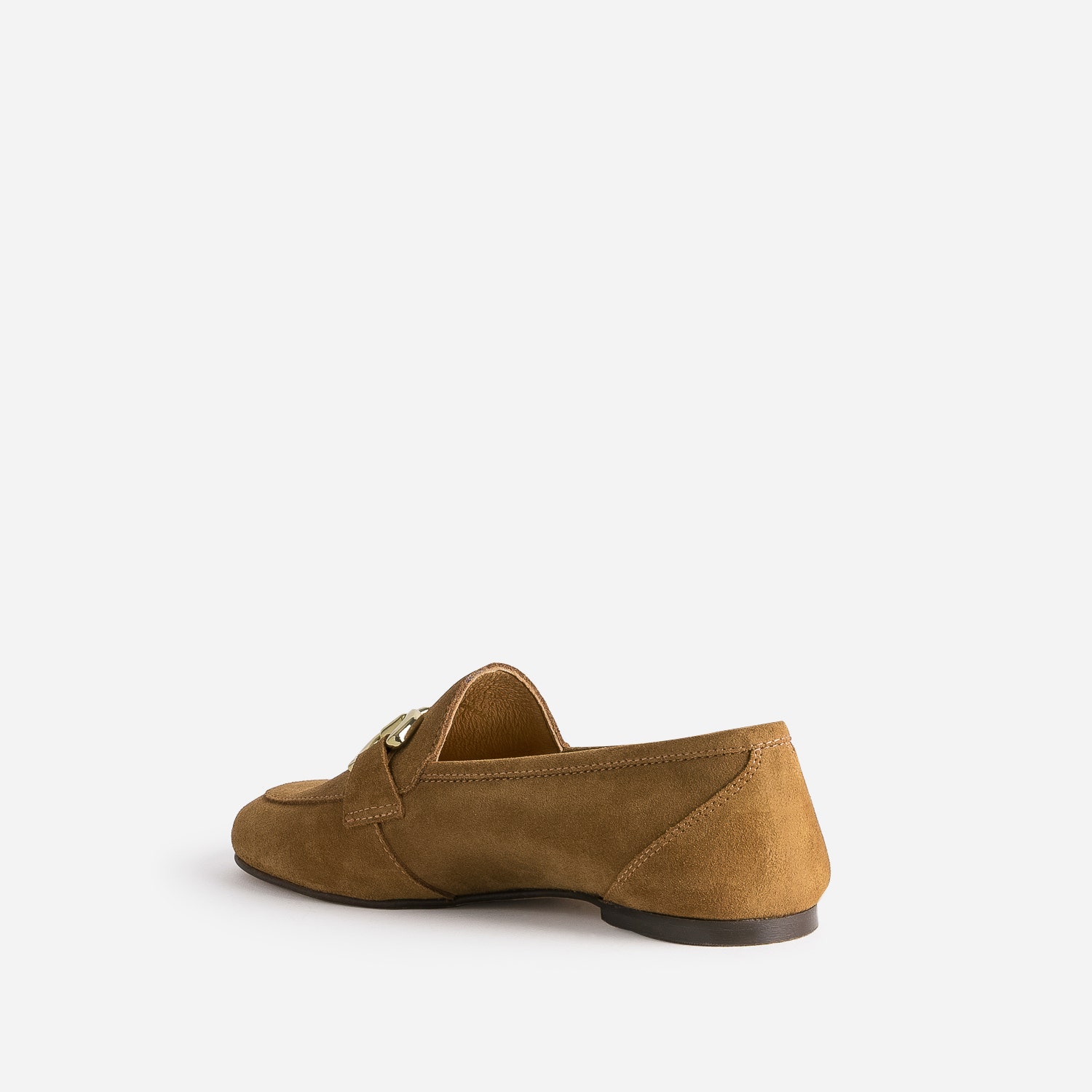 Mocassin cognac en cuir velours