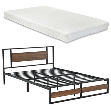 en.casa Metallbett, Villach Ehebett mit Kaltschaummatratze 140 x 200 cm