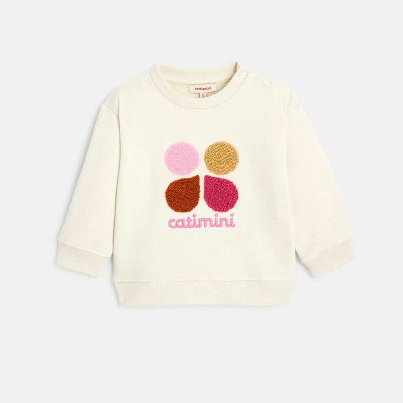 Sweat bébé molleton brodé crème blanc Catimini