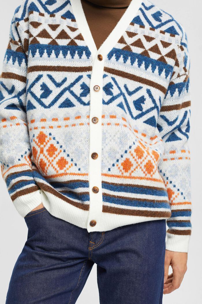 Cardigan mit V-Ausschnitt und Jacquard-Muster