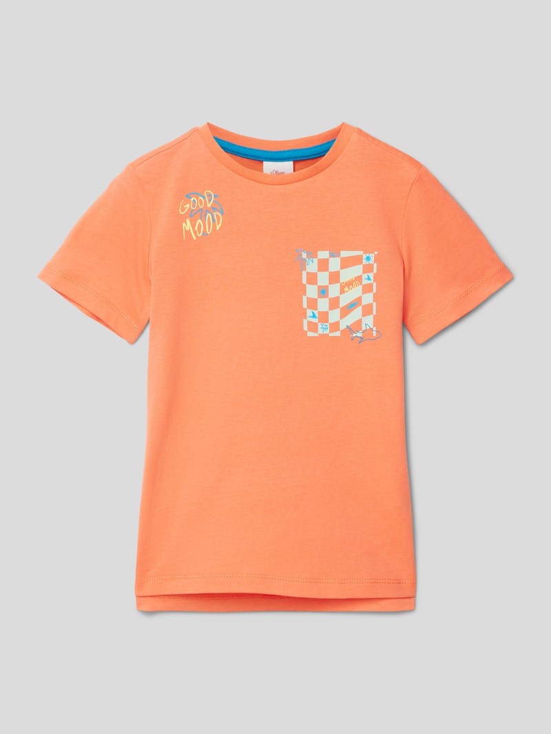 T-Shirt mit Motiv-Prints in orange