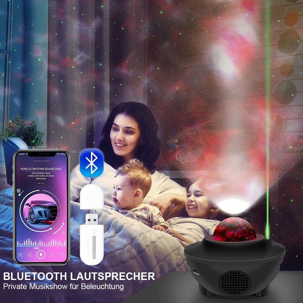 Laybasic LED Sternenhimmel Projektor,Galaxy Sternenhimmelprojektor,21 Lichtmodi LED-Beamer (Lampe Sternenhimmel mit Bluetooth/Musik Lautsprecher/Timer)