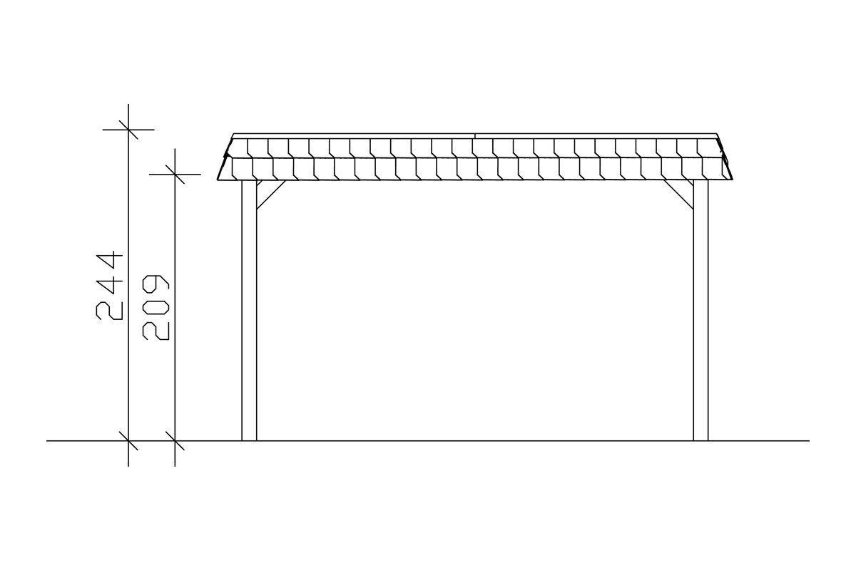Skanholz Einzelcarport Spreewald, BxT: 396x893 cm, 209 cm Einfahrtshöhe
