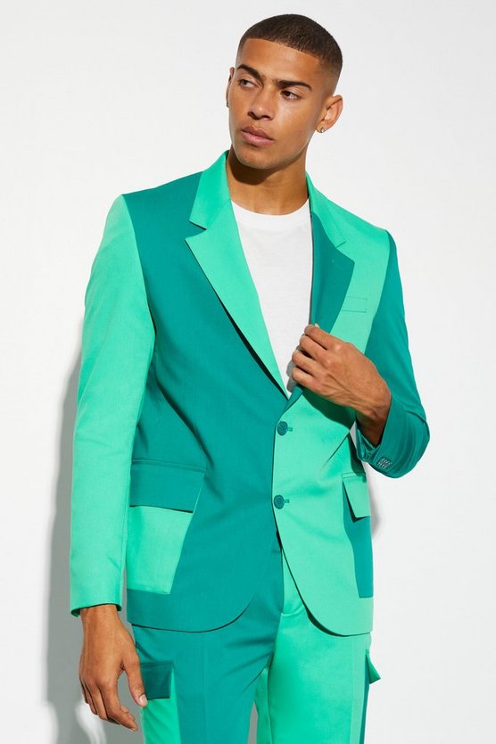 Kastige Oversize Colorblock Anzugjacke