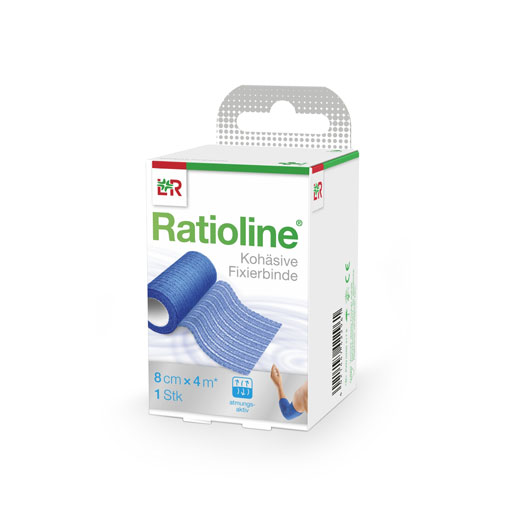 RATIOLINE acute Fixierbinde kohäsiv 8 cmx4 m blau  1 St  Binden